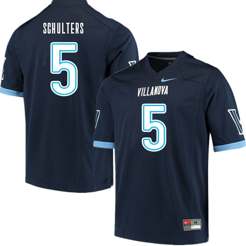 Men #5 Kshawn Schulters Villanova Wildcats College Football Jerseys Sale-Navy